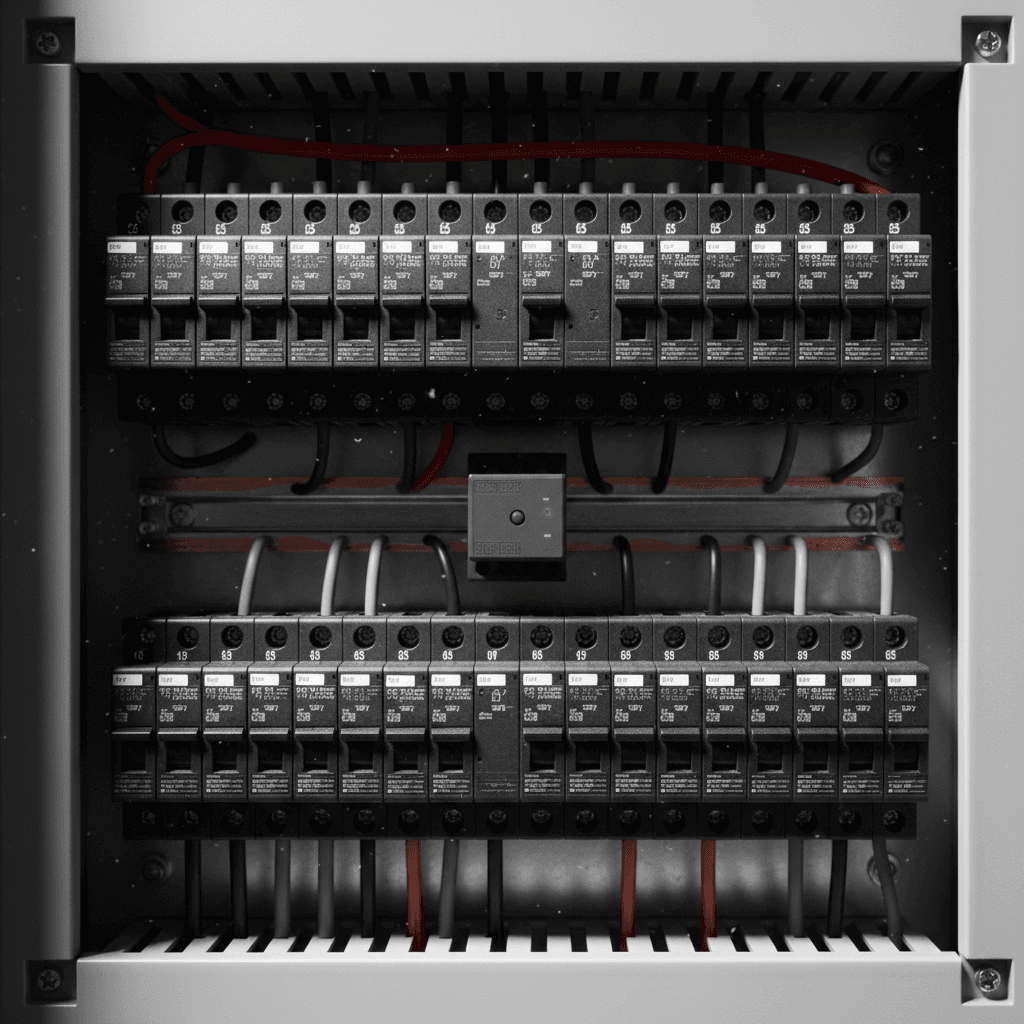 Electrical switchboard with load balancing relay installed