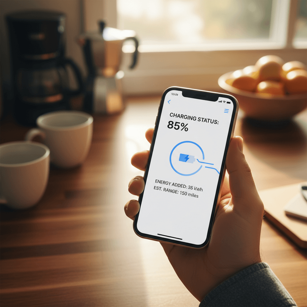 Smartphone displaying EV charging app interface
