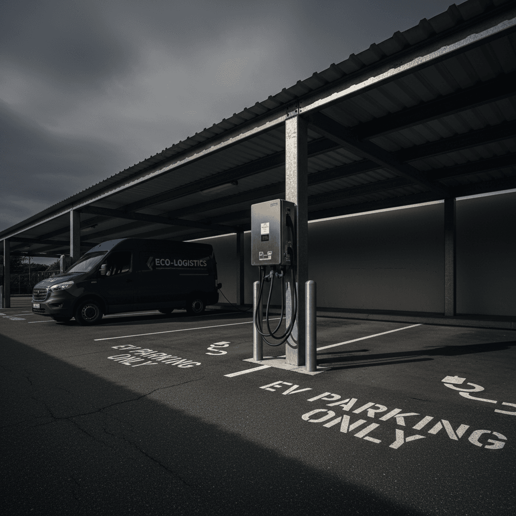 Three-phase workplace EV charger installation for commercial fleet