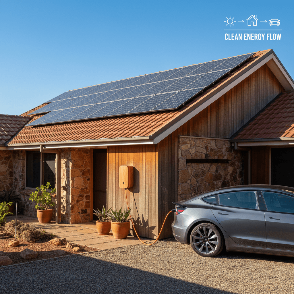 EV charging with solar panel integration at a Melbourne home