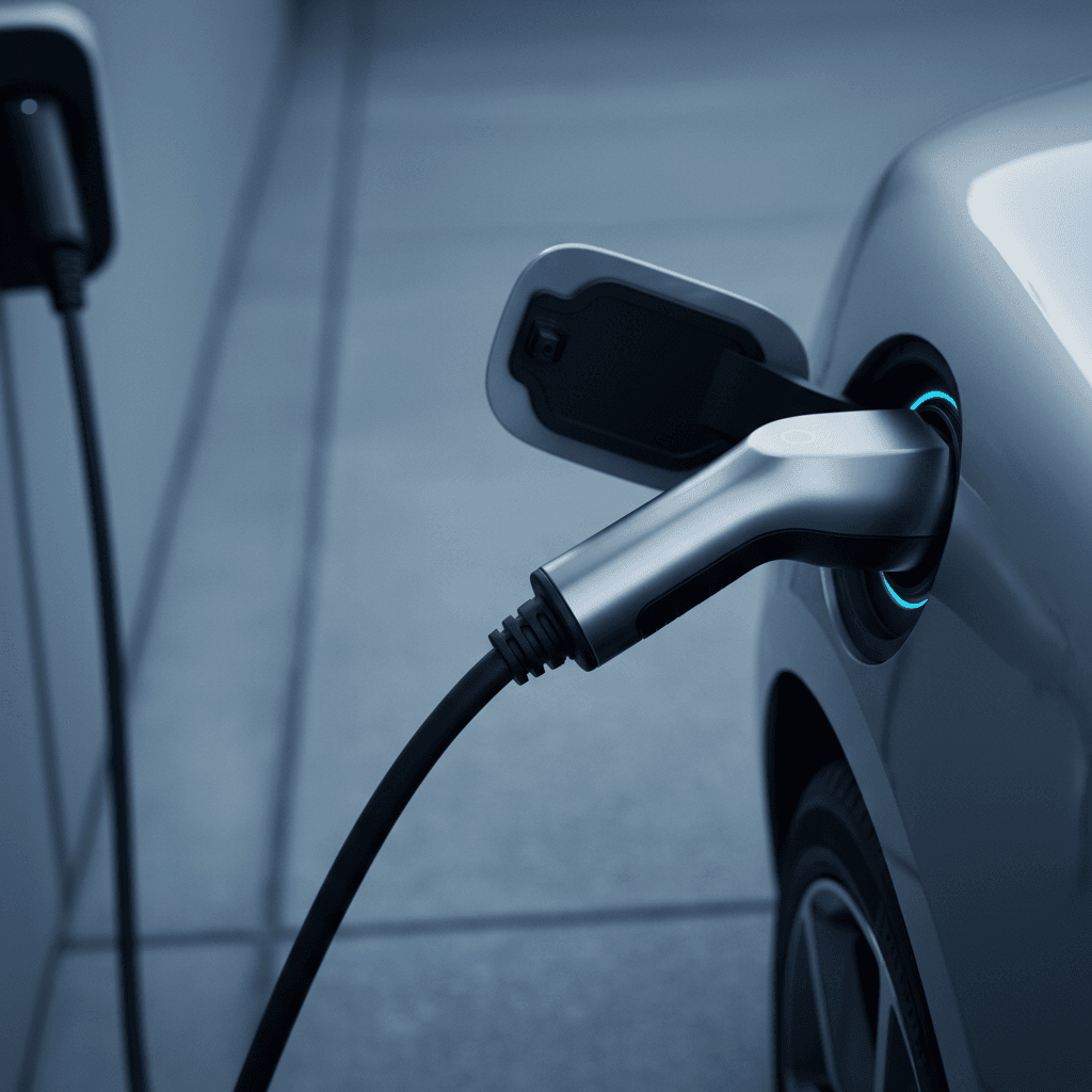 EV charging cable connected to a car